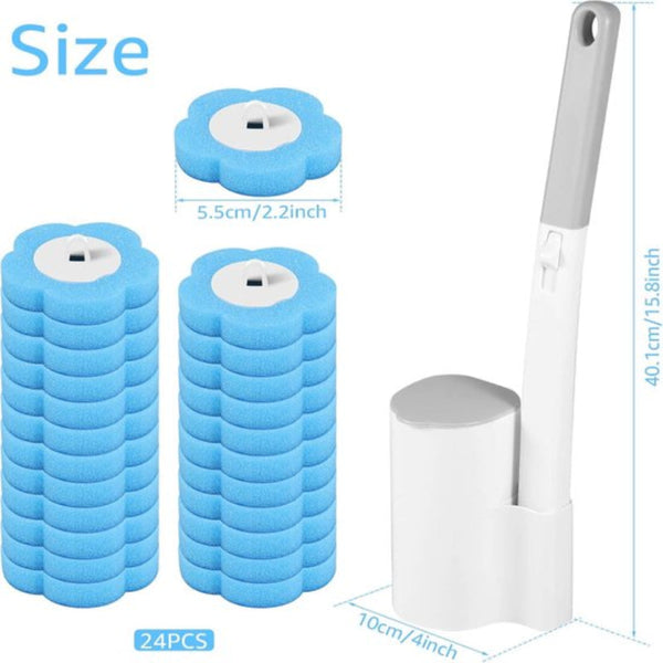 Toilet Brush Set With 24 Replaceable Heads And Storage Station Toilet Brushes & Holders
