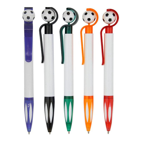 5 Pack Football Ballpoint Pens Retractable Non Slip Grip 1.0Mm Black Ink Ball Point Pens