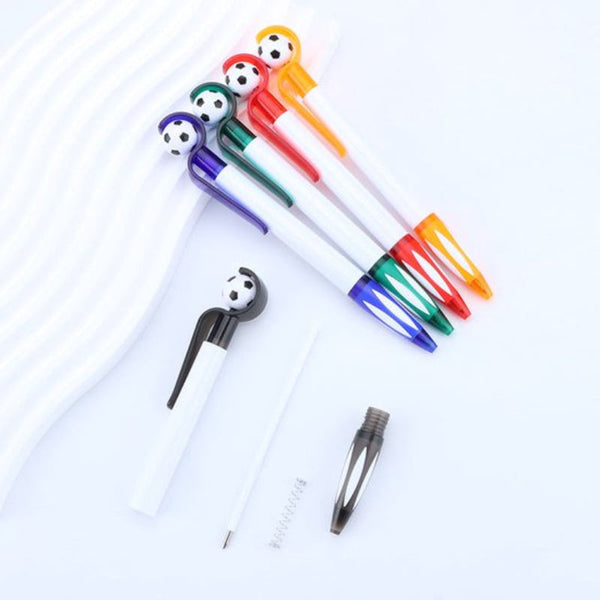 5 Pack Football Ballpoint Pens Retractable Non Slip Grip 1.0Mm Black Ink Ball Point Pens