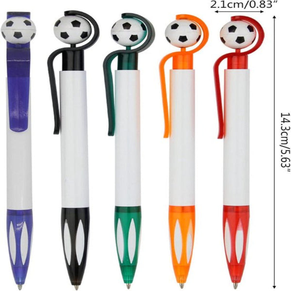 5 Pack Football Ballpoint Pens Retractable Non Slip Grip 1.0Mm Black Ink Ball Point Pens