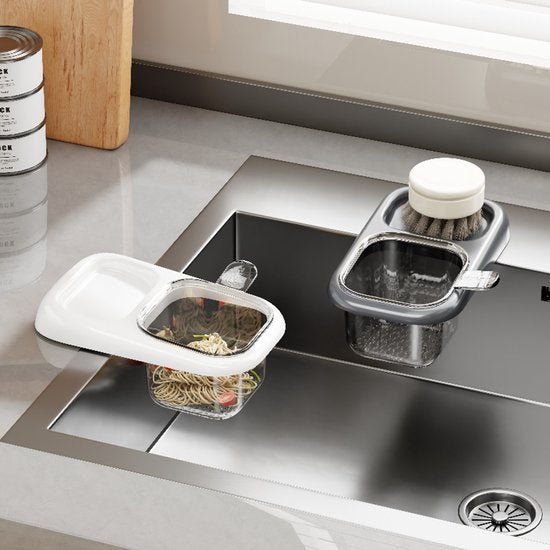 Sink Strainer & Drip Rack With Suction Cup Removable Tray For Vegetables Food Leftovers White Colanders Strainers & Sifters
