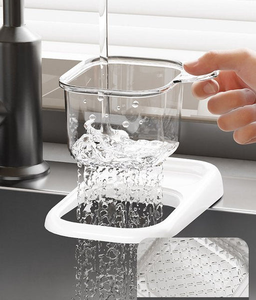 Sink Strainer & Drip Rack With Suction Cup Removable Tray For Vegetables Food Waste Black Colanders Strainers & Sifters