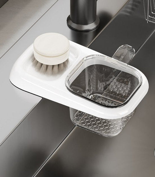 Sink Strainer & Drip Rack With Suction Cup Removable Tray For Vegetables Food Leftovers Beige Colanders Strainers & Sifters