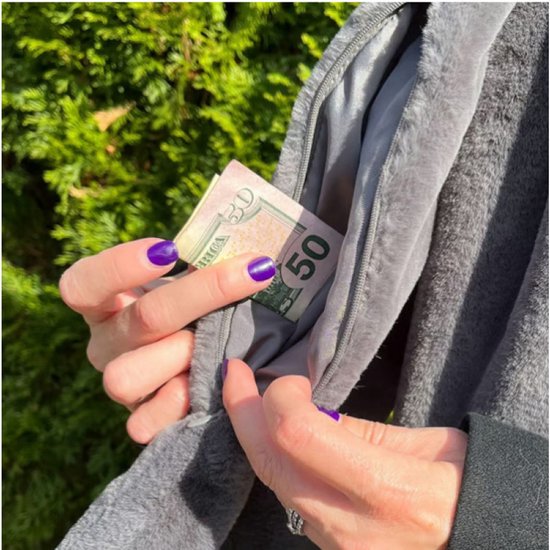 Scarf With Concealed Zipper Pocket Secure Storage For Keys & Cards Downy Soft Warm Black Scarves & Wraps