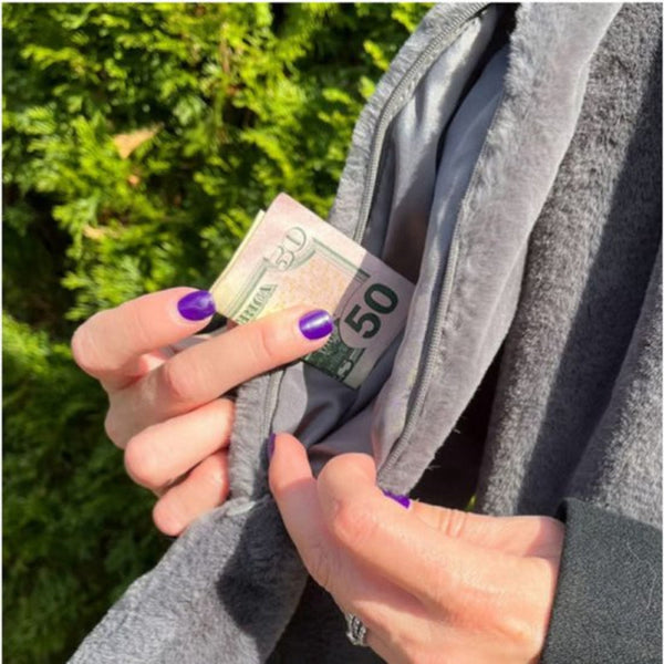 Scarf With Concealed Zipper Pocket Secure Storage For Keys & Cards Downy Soft Warm Red Scarves & Wraps