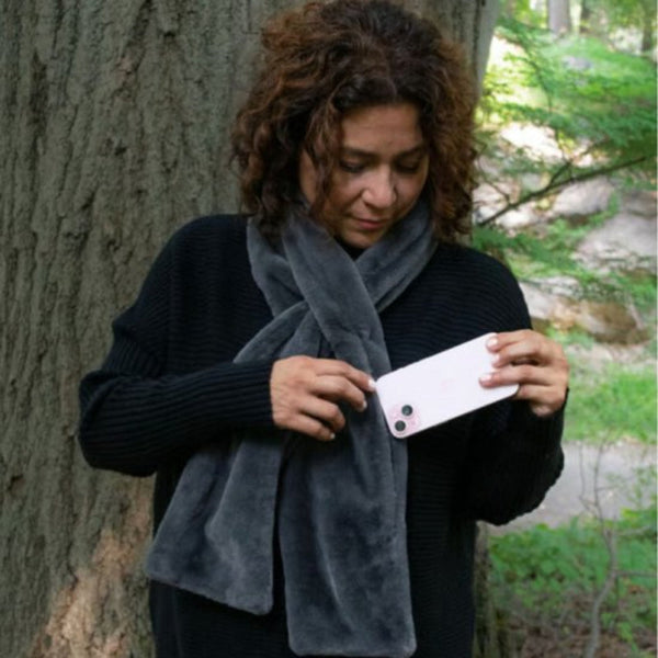 Scarf With Concealed Zipper Pocket Secure Storage For Keys & Cards Downy Soft Warm Red Scarves & Wraps