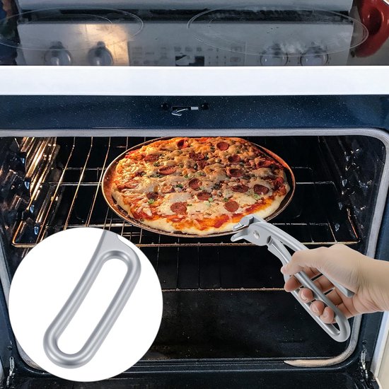 Cast Aluminum Heat Resistant Pizza Pan Non Slip Grip Tongs