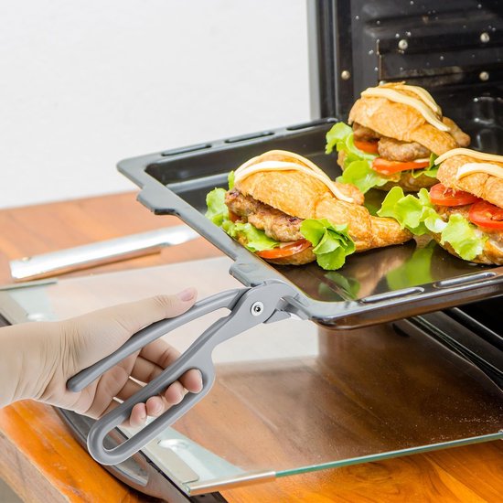 Cast Aluminum Heat Resistant Pizza Pan Non Slip Grip Tongs