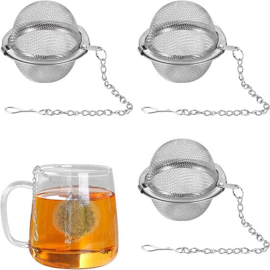 3 Piece Stainless Steel Tea Infuser Ball With Extended Chain Hook Other Coffee Tea & Espresso Makers