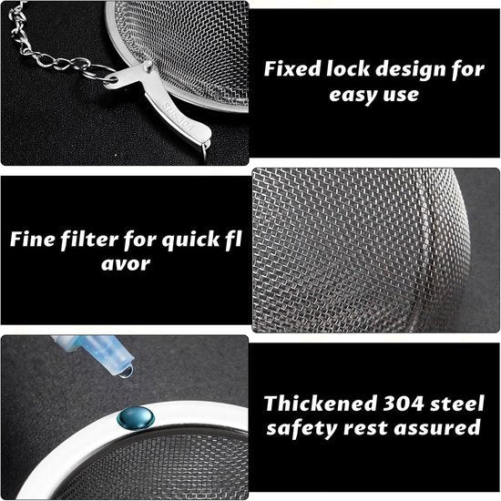 3 Piece Stainless Steel Tea Infuser Ball With Extended Chain Hook Other Coffee Tea & Espresso Makers