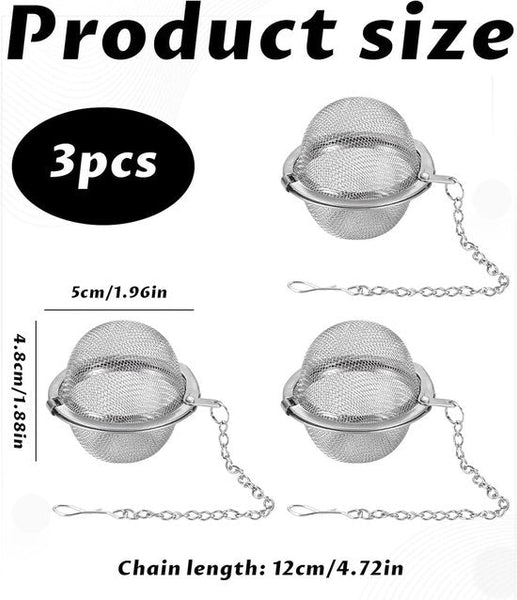 3 Piece Stainless Steel Tea Infuser Ball With Extended Chain Hook Other Coffee Tea & Espresso Makers