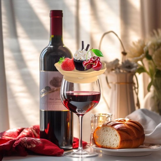 Wine Glass Snack Tray 4 Pieces Draining Silicone Non Slip Lid Coaster Suitable For Appetizers Desserts Family Gatherings Bars Trays
