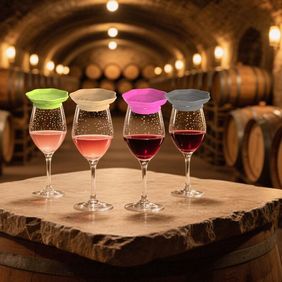 Wine Glass Snack Tray 4 Pieces Draining Silicone Non Slip Lid Coaster Suitable For Appetizers Desserts Family Gatherings Bars Trays