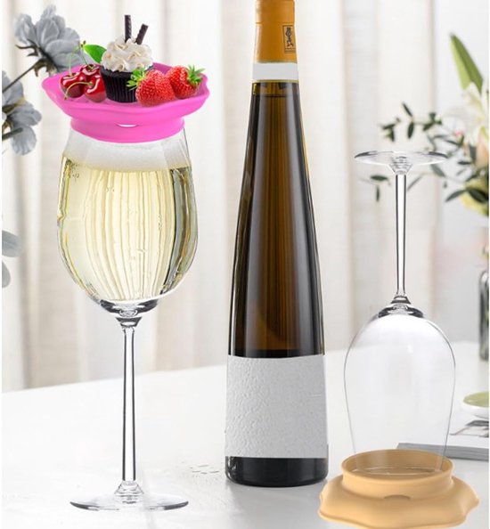 Wine Glass Snack Tray 4 Pieces Draining Silicone Non Slip Lid Coaster Suitable For Appetizers Desserts Family Gatherings Bars Trays