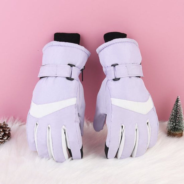 Winter Ski Warm Non Slip Thickened Waterproof Suitable For Cold Weather Cycling Size S/M Purple Gloves