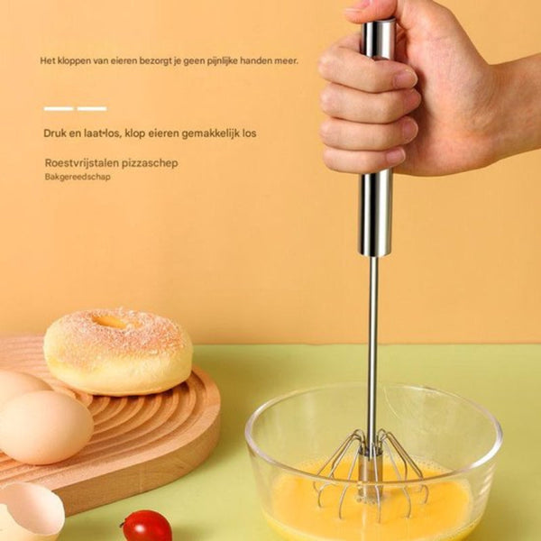 Egg Beater Stainless Steel Rotary Push Mixer (Semi Automatic) Kitchen Utensils Mini Cookware Handheld Mixers