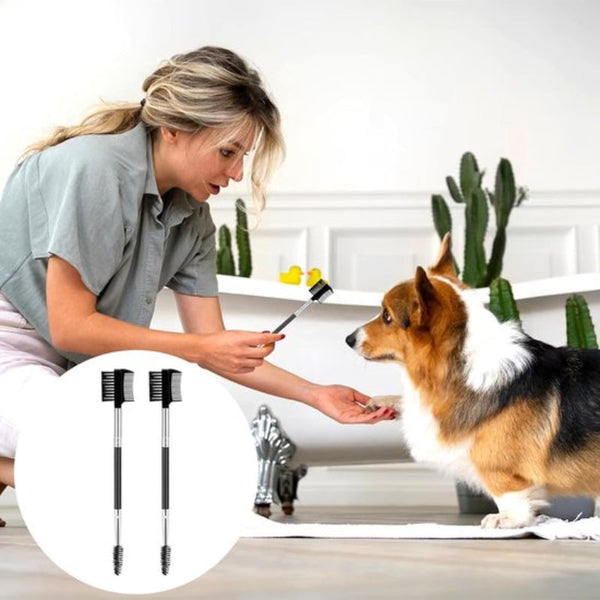 Pet Grooming Comb 2 Piece Set Tear Stain Removal For Dogs Double Sided Eye Brush Cleaning And Eyelash Dog Grooming