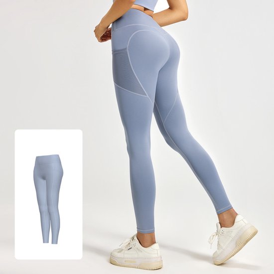 Women's Slim Fit High Waist Yoga With Pockets Light Blue Xl Pants