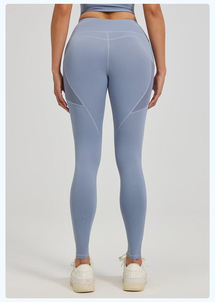 Women's Slim Fit High Waist Yoga With Pockets Light Blue Xxl Pants