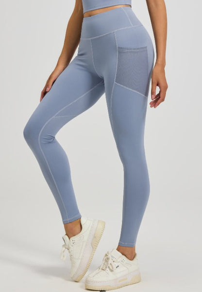 Women's Slim Fit High Waist Yoga With Pockets Light Blue Xxxl Pants