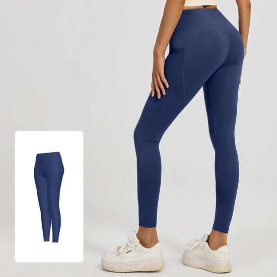 Women's Slim Fit High Waist Yoga With Pockets Dark Blue Xxxl Pants