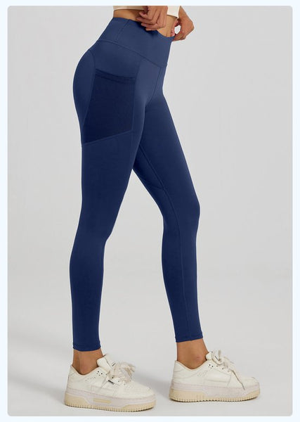 Women's Slim Fit High Waist Yoga With Pockets Dark Blue Xxxl Pants