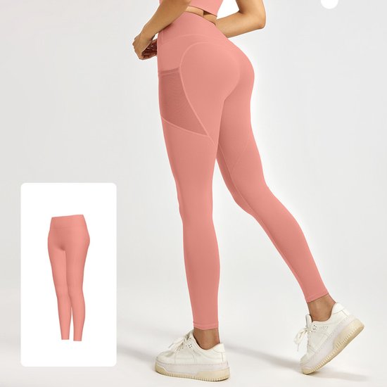 Slim Fit High Waist Yoga Side Pockets Stretch Breathable Xxxl Pink Pants