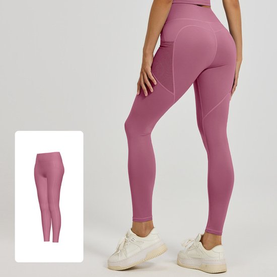 Women's Slim Fit High Waist Yoga With Pockets Dark Pink Xxxl Pants