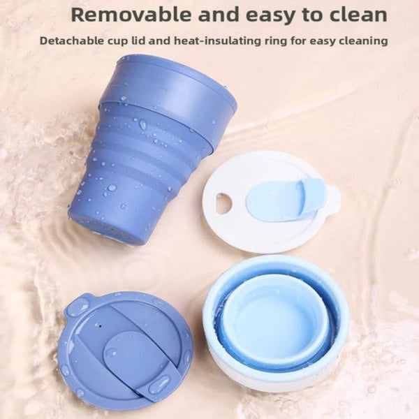 Collapsible Silicone Camping Cup A 385Ml Travel And Drinking With Lid Dishwasher Safe Ideal For Hiking Office (White) Vacuum Flasks & Mugs