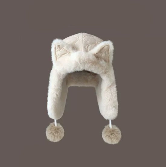Fleece Winter Hat Warm With Thickened Ear Flaps Soft Comfortable And Frost Resistant Stylish Accessory Color: Beige Hats & Headwear