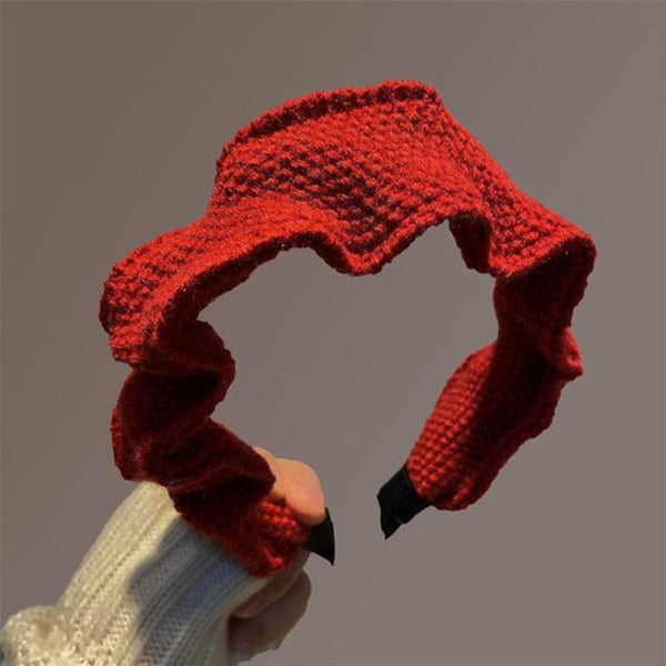Set Of 2 Retro Ruffle For Women Red And Black Headbands