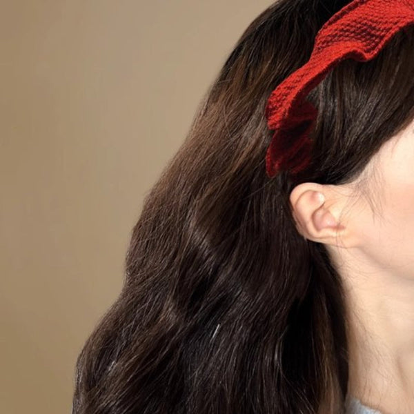 Set Of 2 Retro Ruffle For Women Red And Black Headbands