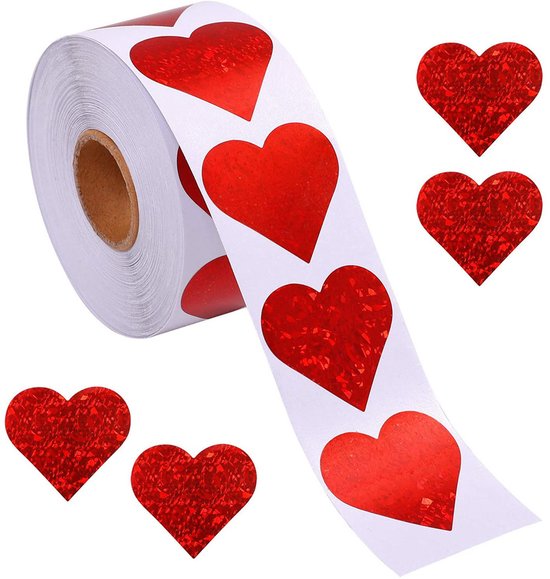 500 Red Glitter Heart Stickers Valentine's Day & Party Decorations Seasonal Decorations