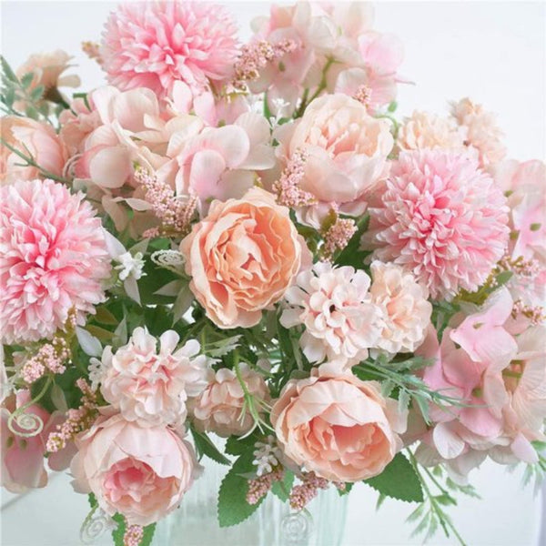 Artificial Flowers Plastic Arrangements Valentine's Day Decorations Sustainable Home For Weddings Living Rooms And Dining Tables (Pink) Artificial Pla