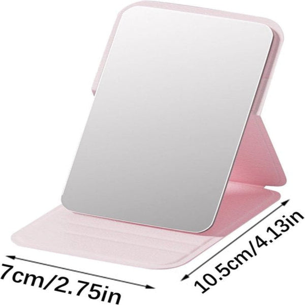 Frameless High Definition Makeup Mirror Foldable Travel Portable With Soft Pu Leather Cover Suitable For Bedroom Bathroom & Travelipinki Makeup Mirror