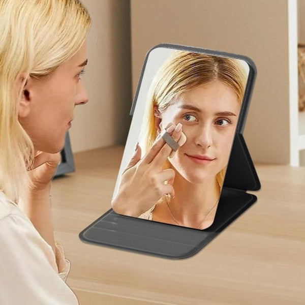 High Definition Frameless Makeup Mirror Foldable Travel Portable With Soft Pu Leather Cover Suitable For Bedroom Bathroom & Traveliblacki Makeup Mirro
