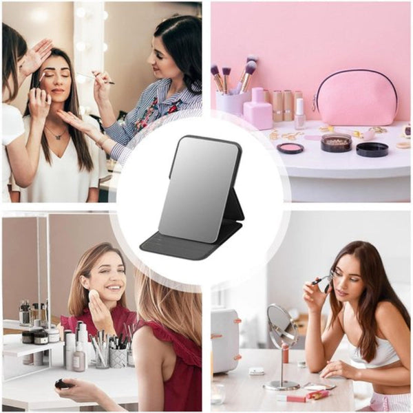 High Definition Frameless Makeup Mirror Foldable Travel Portable With Soft Pu Leather Cover Suitable For Bedroom Bathroom & Traveliblacki Makeup Mirro