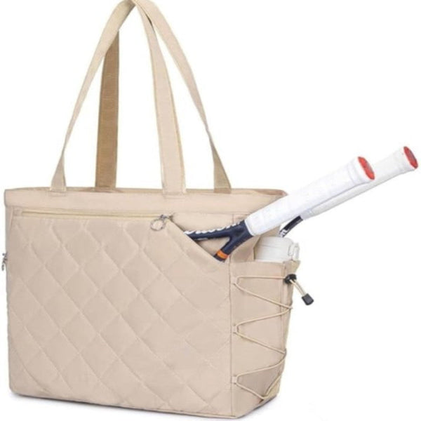 Tennis Bag Extra Large Sports With Shoe Compartment Suitable For 2 4 Rackets Waterproof And Lightweight Unisex Beige Bags