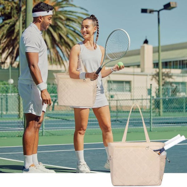 Tennis Bag Extra Large Sports With Shoe Compartment Suitable For 2 4 Rackets Waterproof And Lightweight Unisex Beige Bags