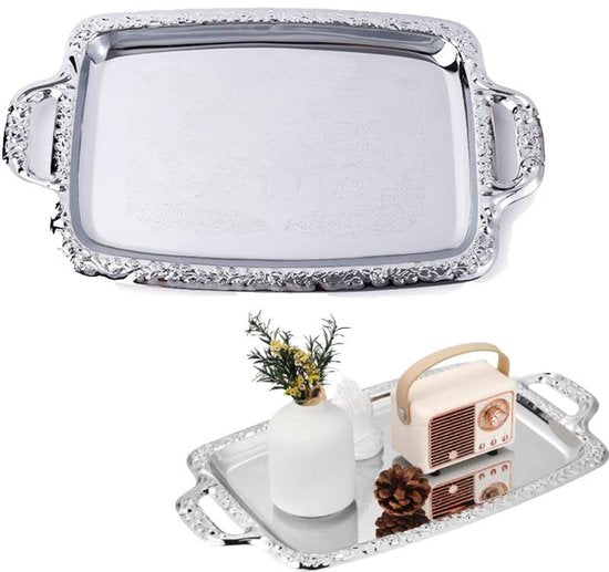 Tray Stainless Steel Snack And Fruit Bowl For Desk Rectangular Storage Suitable Footstools Coffee Tables Bowls