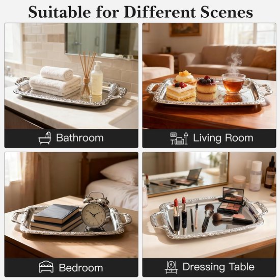 Tray Stainless Steel Snack And Fruit Bowl For Desk Rectangular Storage Suitable Footstools Coffee Tables Bowls