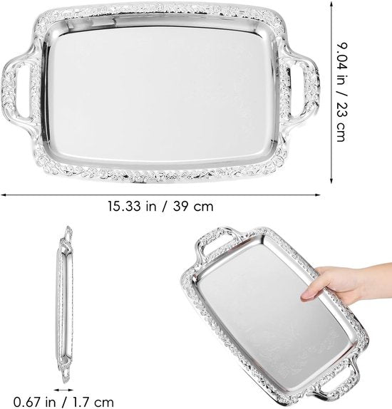 Tray Stainless Steel Snack And Fruit Bowl For Desk Rectangular Storage Suitable Footstools Coffee Tables Bowls