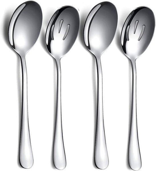 4 Piece Stainless Steel Salad Spoon & Skimmer Set Cutlery Sets
