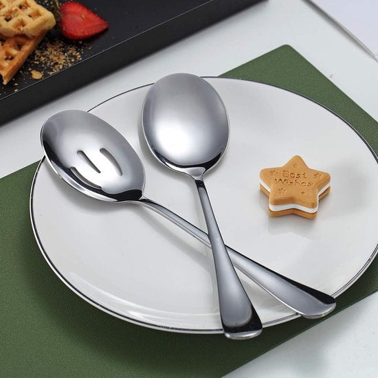 4 Piece Stainless Steel Salad Spoon & Skimmer Set Cutlery Sets