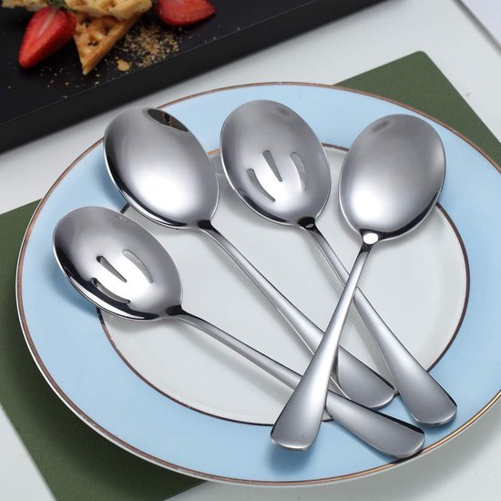 4 Piece Stainless Steel Salad Spoon & Skimmer Set Cutlery Sets