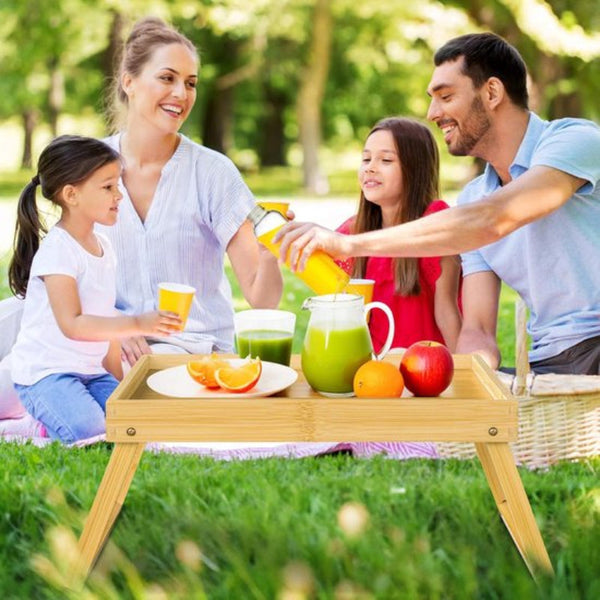 Folding Table Camping Portable Can Be Used As Dining Tv Laptop Snack Sofa Or Work Natural Wood Color Camping Tables