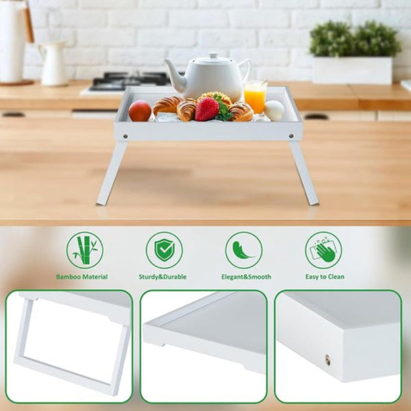 Folding Table Multifunctional For Home Bamboo Bedside Can Used As Dining Tv Laptop Snack Sofa Or Work White Bedside Tables