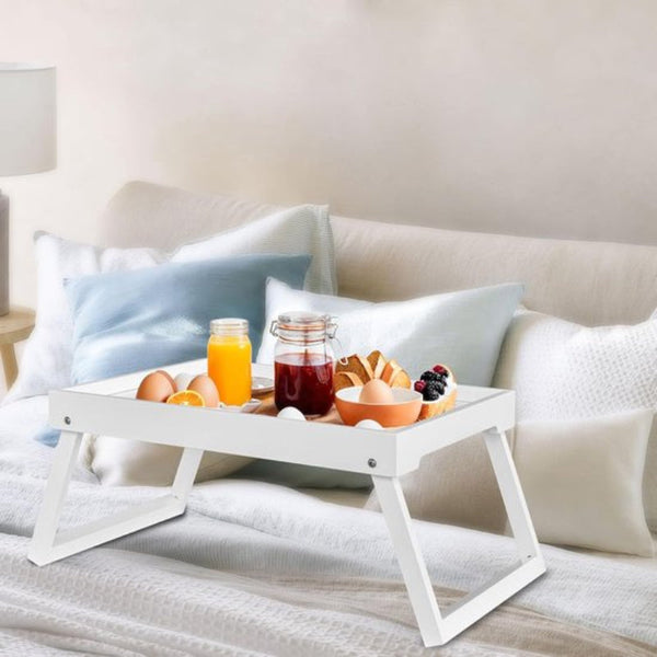 Folding Table Multifunctional For Home Bamboo Bedside Can Used As Dining Tv Laptop Snack Sofa Or Work White Bedside Tables