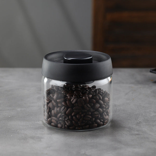 Glass Storage Jar Airtight Canister Coffee With Lid Food Candy Kitchen Organizer Pasta Cookie Muesli Jars Accessories Black 1 Piece Food Storage Conta