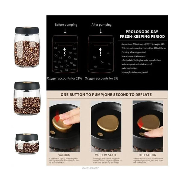 Glass Storage Jar Airtight Canister Coffee With Lid Food Candy Kitchen Organizer Pasta Cookie Muesli Jars Accessories Black 1 Piece Food Storage Conta